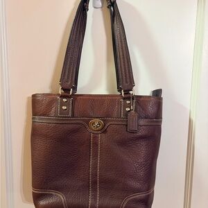Coach Hampton Purse in Cognac Pebbled Leather